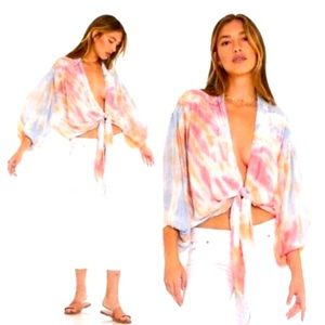 Young Fabulous & Broke Carmen Tie Dye Tie Top